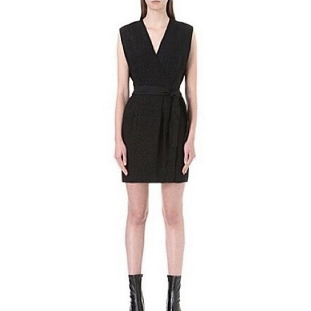 Sandro Black Silk Jacquard Cocktail Dress